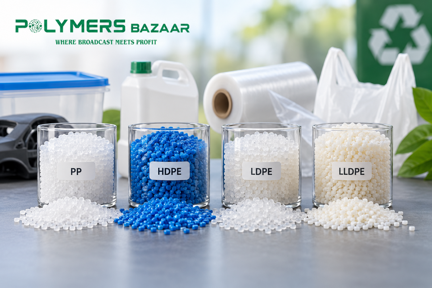 What are PP, HDPE, LDPE, and LLDPE?